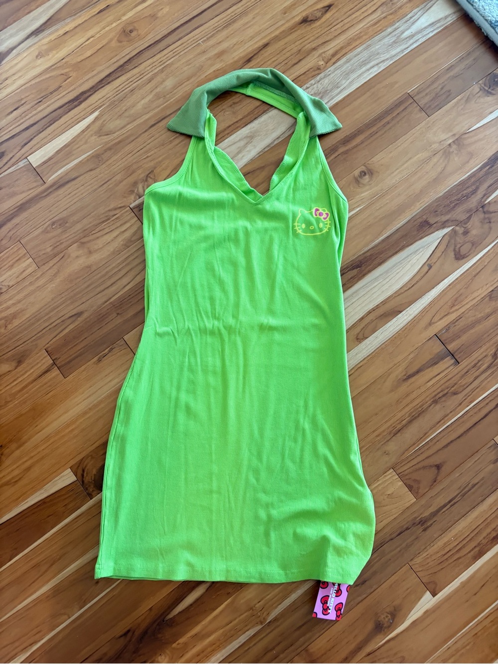 Hello Kitty Neon Lime Halter One-Piece Bodysuit